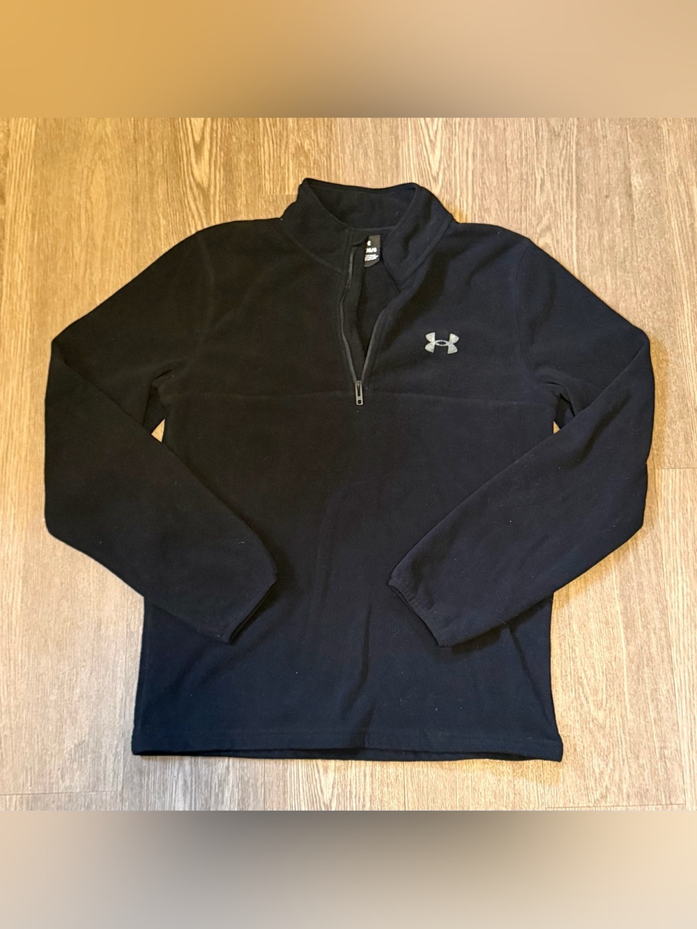 Pre-Owned Youth Under Armour Black Quarter Zip Fleece Pullover, Size YLG